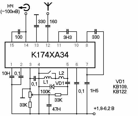 Схема приемника на к174ха34