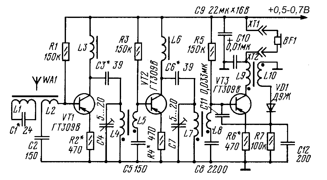 Приемники прямого усиления на транзисторах схемы
