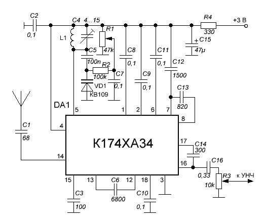 Приемник на к174ха34 схема