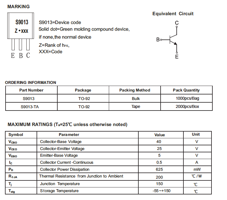 S9013 транзистор характеристики, datasheet, аналоги, цоколевка