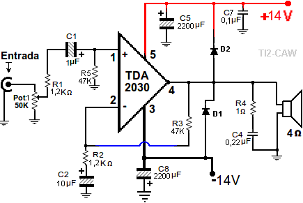 Tda2030a схема усилителя с двухполярным питанием