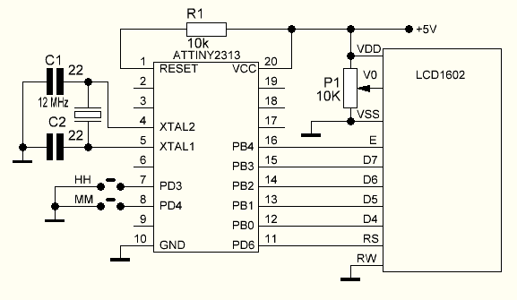Подключение датчика температуры ds18b20 к attiny2313 и вывод температуры на lcd