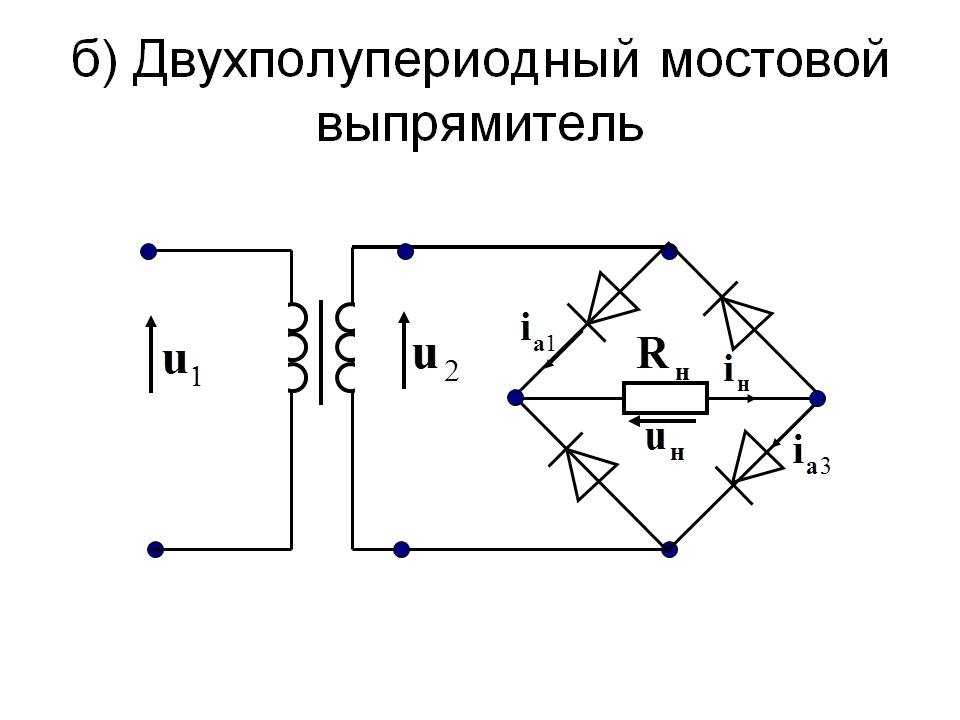 Двухполупериодный мостовой выпрямитель. принцип действия, схема, расчет