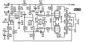 Ламповый усилитель на г807 однотактный схема