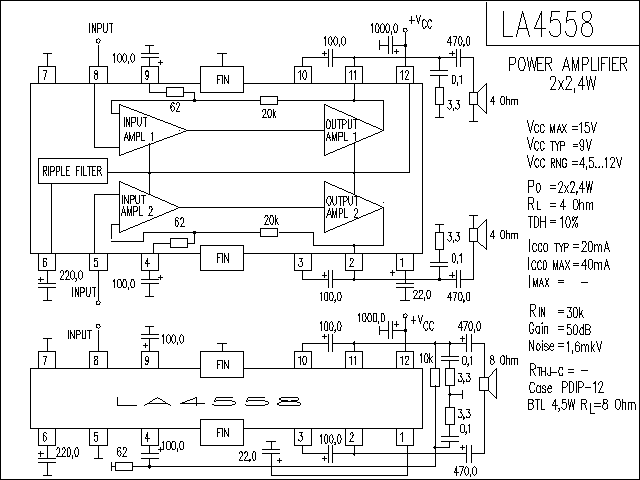 Микросхема jrc 4558d схема включения