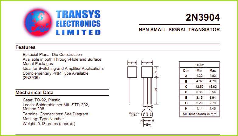 Транзистор bc548. характеристики, распиновка, datasheet