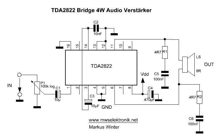 Tda2822м схема включения