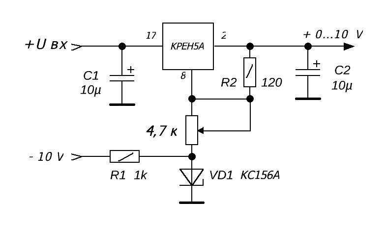 Схема стабилизатора напряжения крен8б