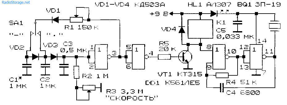 Автоматический телеграфный ключ схема