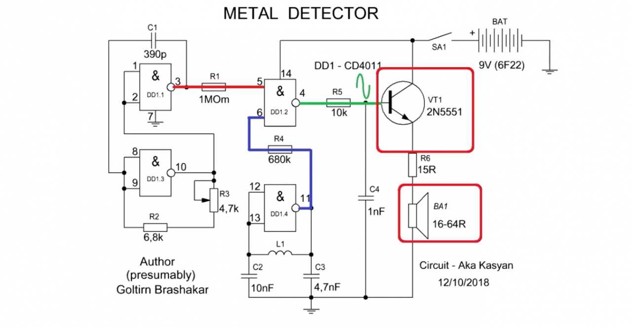 Металлоискатель на cd4093 схема