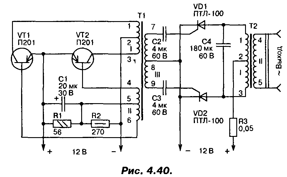 Схема преобразователя 12 на 220 на транзисторах