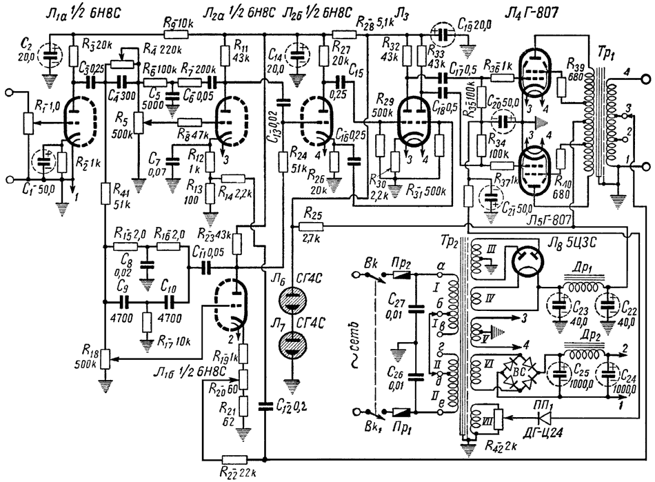 Г 807 усилитель двухтактный схема - 93 фото