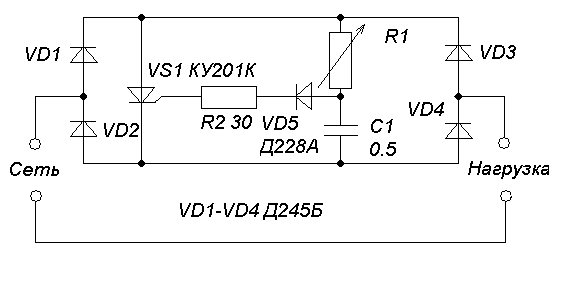 Стабилизатор напряжения на симисторе схема