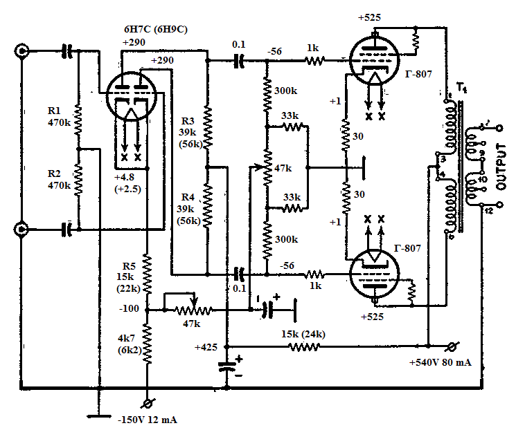 Ламповый усилитель на г807 однотактный схема