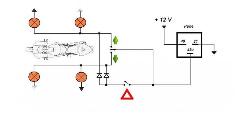 Схема подключения поворотников на мотоцикле